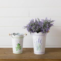 Garden Delights Scalloped Tin Vase Set of 2