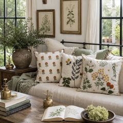 Garden Floral Embroidered Throw Pillow Collection