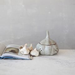 Garlic Shaped Stoneware Onion Keeper