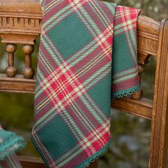 Gathered Christmas Green Plaid Napkins Set of 4