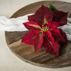 Gathered Christmas Poinsettia Stem Set of 4