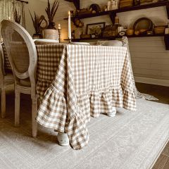 Gathered Farmhouse Ruffled Gingham Tablecloth
