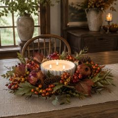 Gathered Harvest Maple and Pomegranate Mini Wreath