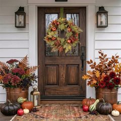 Gathered Harvest Maple and Pomegranate Wreath
