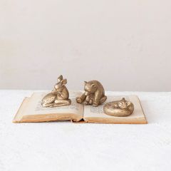 Gilded Woodland Animal Figurines Set of 3