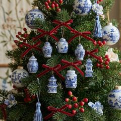 Ginger Jar Stoneware Ornament Set of 6