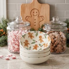 Gingerbread and Holly Soup Bowl Set of 4