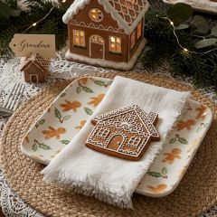 Gingerbread and Holly Square Serving Tray Set of 4