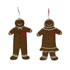 Gingerbread Couple Christmas Ornaments Set of 2