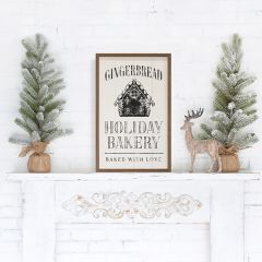 Gingerbread Holiday Bakery White Framed Sign