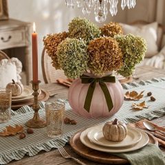 Gingham Green Ruffled Table Runner