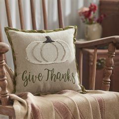 Give Thanks Primitive Farmhouse Accent Pillow