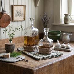 Glass Bottle with Stopper and Rattan Base