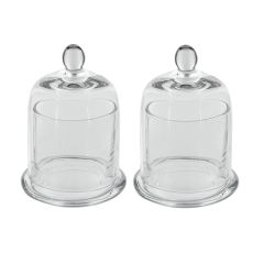 Glass Serving Platter with Dome Set of 2