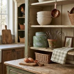 Glazed Botanical Green Ginger Jar with Lid