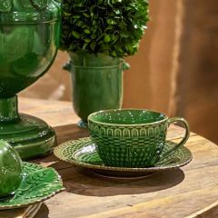 Glazed Teacup With Saucer Set of 2
