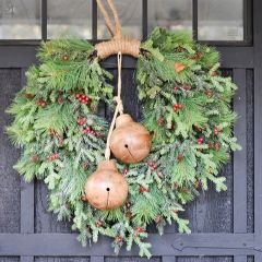 Glittered Christmas Pine Hanging Wreath 30 Inch