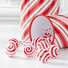 Glittered Striped Yarn Ball Ornament Garland