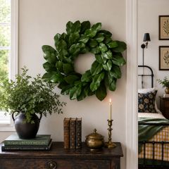 Glossy Faux Magnolia Leaf Wreath