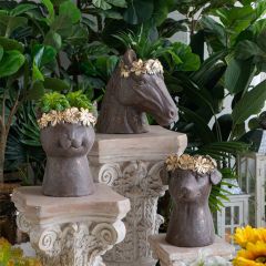 Gold Leaf Crown Animal Statue Planter