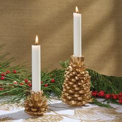 Gold Pinecone Taper Holder