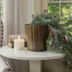 Gold Ribbed Metal Planter Pot