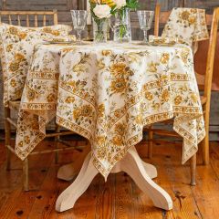 Golden Bloom Cotton Tablecloth