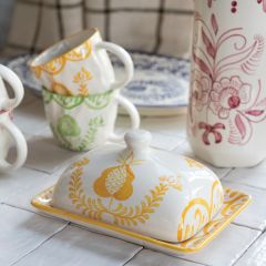 Golden Botanica Stoneware Butter Dish