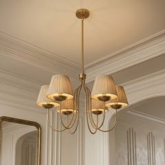 Golden Curves Raffia Shade Chandelier