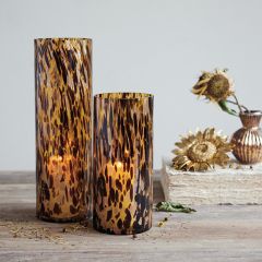Golden Ember Tortoise Glass Hurricane One of Each