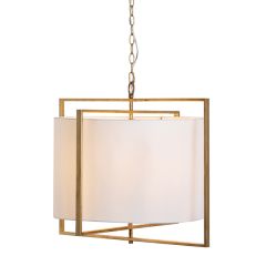 Golden Geometric Drum Shade Chandelier