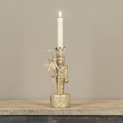 Golden Metallic Nutcracker Taper Candle Holder