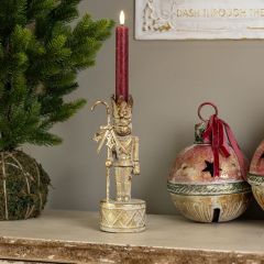 Golden Metallic Nutcracker Taper Candle Holder