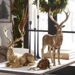 Golden Regal Reindeer Statue