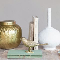Golden Sparrow Bird Figurine