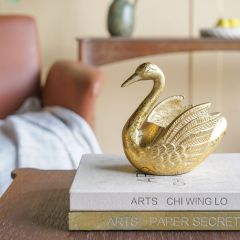 Graceful Gilded Swan Figurine 6 Inch