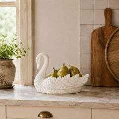 Graceful Swan Stoneware Centerpiece Dish