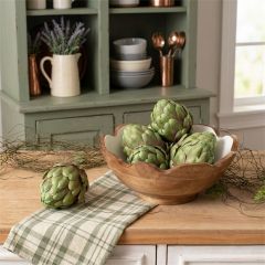Green and Burgundy Faux Artichoke Set of 6
