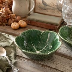 Green Glazed Garden Cabbage Cereal Bowl