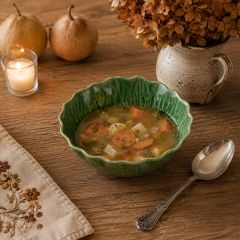 Green Glazed Garden Cabbage Soup Bowl