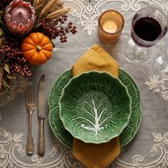 Green Glazed Garden Cabbage Soup Bowl