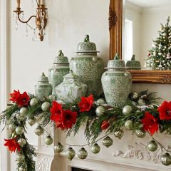 Green Mercury Glass Ornament Holiday Garland