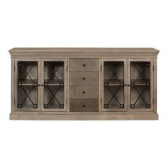 Grey Finish Glass Door Sideboard Cabinet