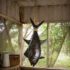 Hammered Metal 3 Dimensional Hanging Tuna