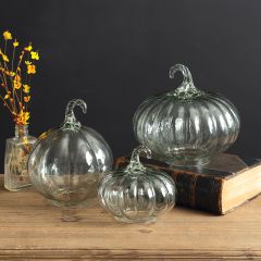 Hand Blown Glass Pumpkin Set of 3