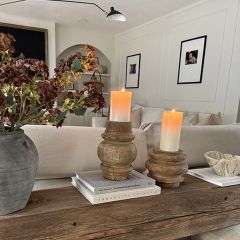 Hand Carved Column Candle Stand