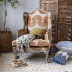 Hand Carved Embroidered Upholstered Chair