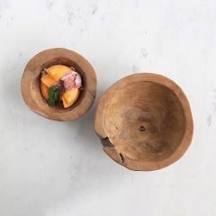 Hand Carved Teak Wood Display Bowls Set of 2