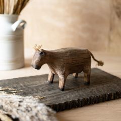Hand Carved Traditional Farm Cow Figure