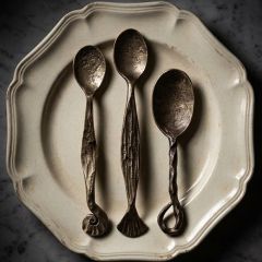 Hand Forged Brass Serving Spoon Set of 3